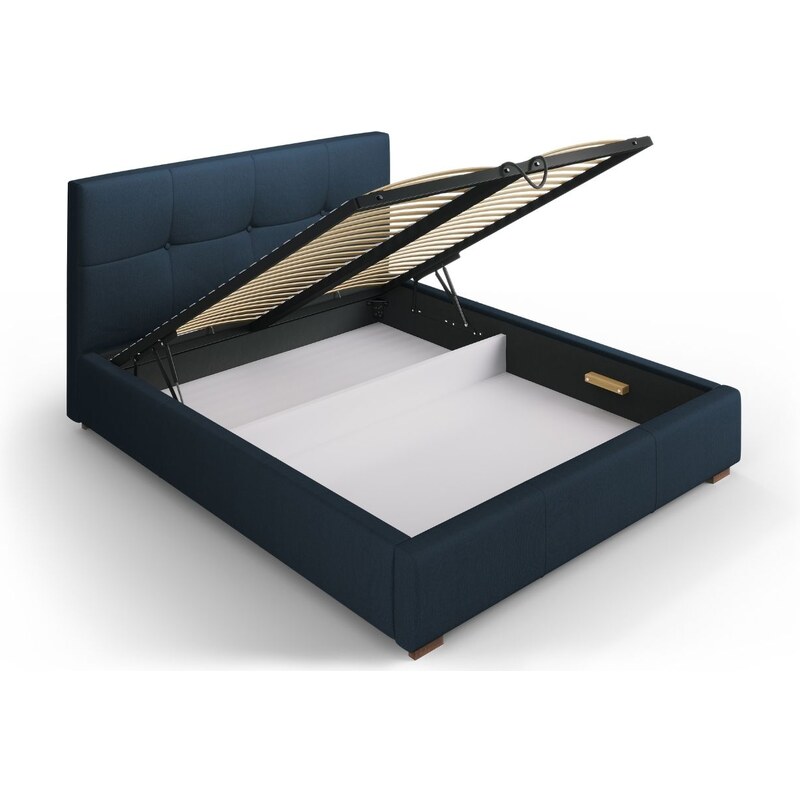 Modrá látková postel MICADONI SAGE 160 x 200 cm