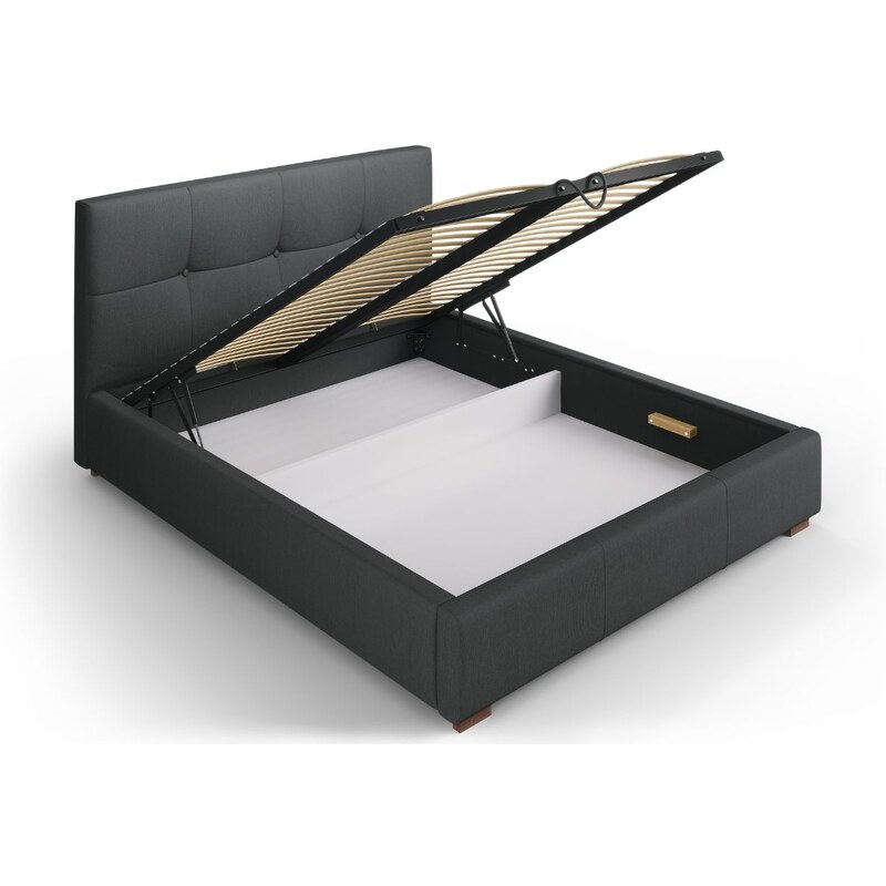 Tmavě šedá látková postel MICADONI SAGE 160 x 200 cm