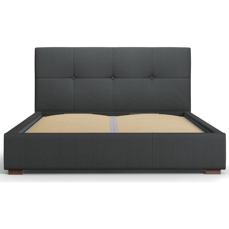 Tmavě šedá látková postel MICADONI SAGE 160 x 200 cm