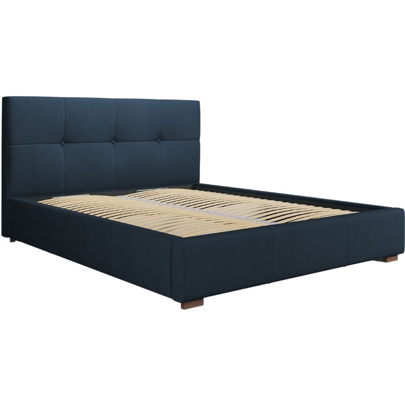 Modrá látková postel MICADONI SAGE 180 x 200 cm
