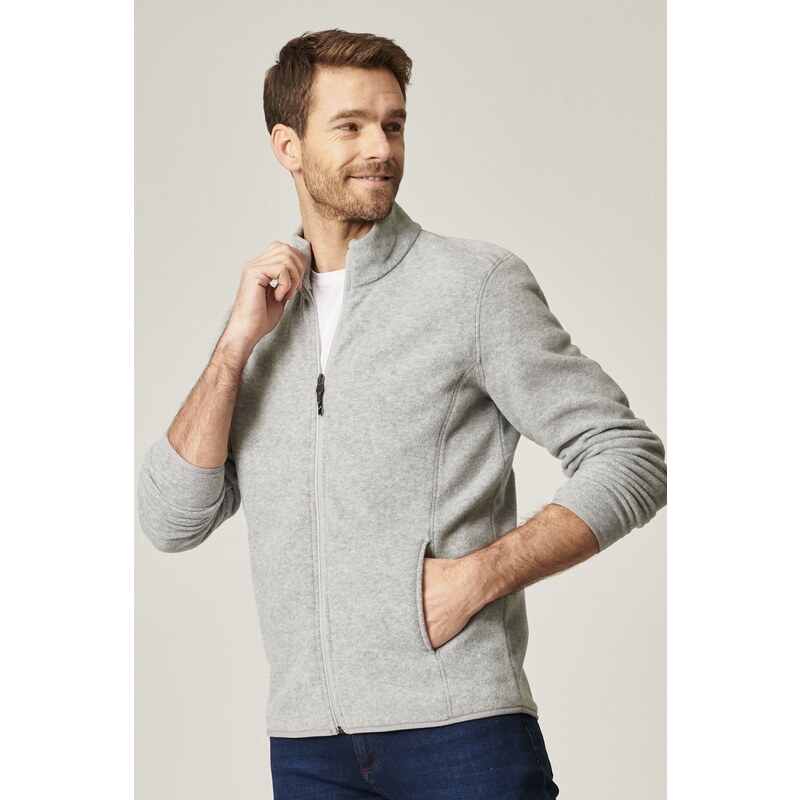 AC&Co / Altınyıldız Classics Men's Gray Anti-pilling Anti-Pilling Standard Fit Normal Fit High Neck Sweatshirt Fleece Jacket