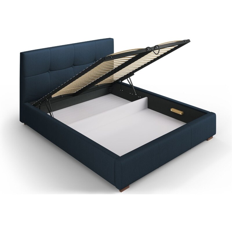Modrá látková postel MICADONI SAGE 140 x 200 cm