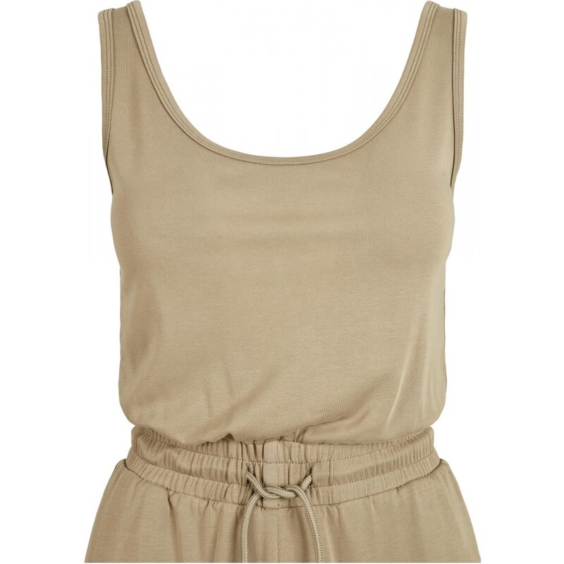 URBAN CLASSICS Ladies Short Sleevless Modal Jumpsuit - khaki