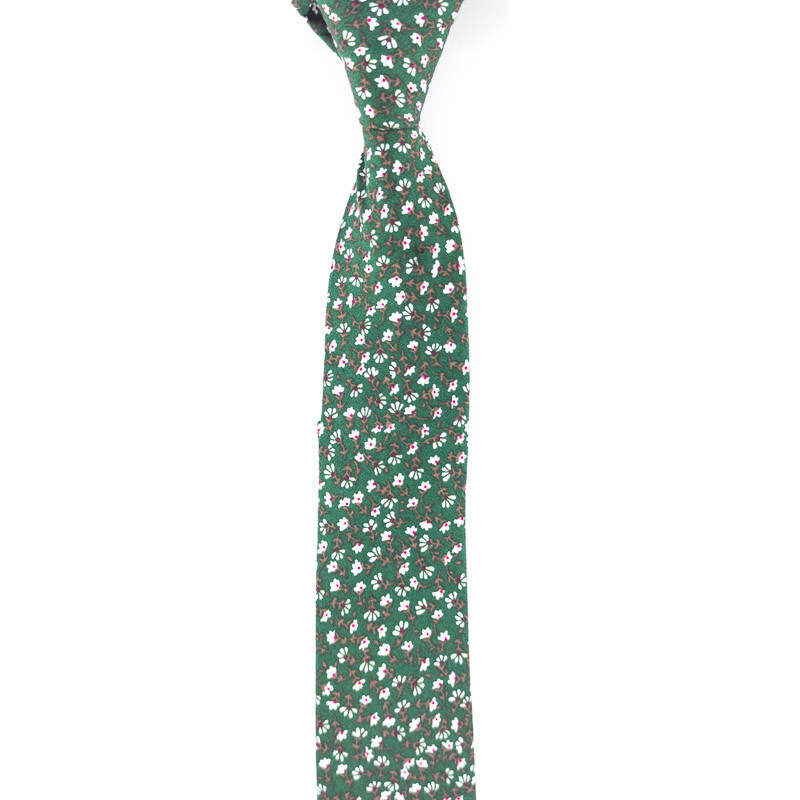 Obleč oblek Sytě zelená pánská kravata s drobným květinovým vzorem