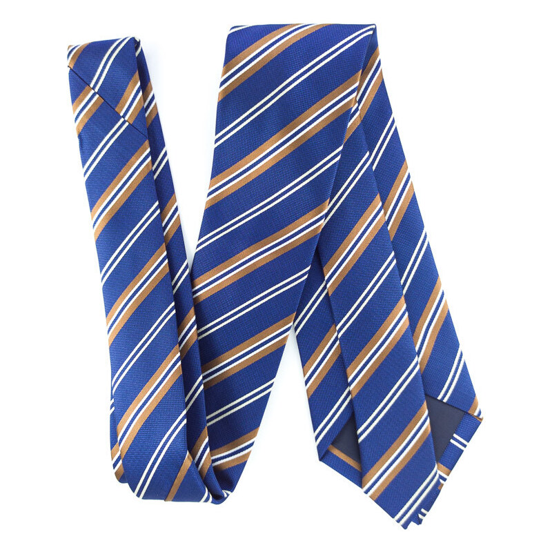 Obleč oblek Modrá lesklá pánská kravata s proužky