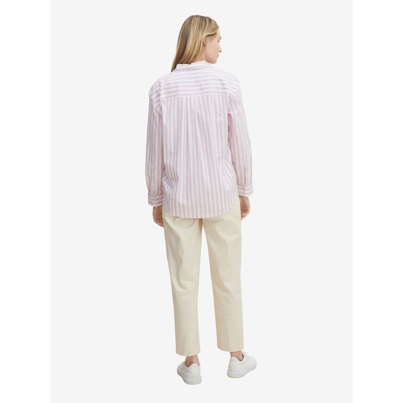 Bílo-světle fialová dámská pruhovaná košile Tom Tailor - Dámské
