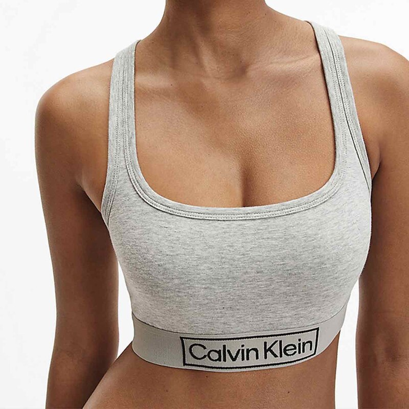 CK CALVIN KLEIN Šedá braletka Unlined Bralette Reimagine Heritage M