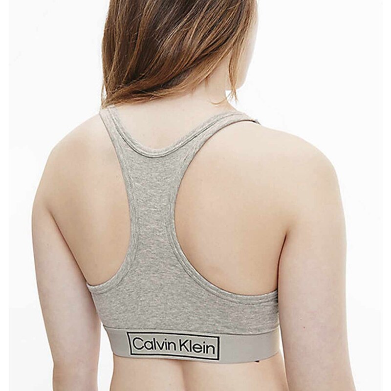 CK CALVIN KLEIN Šedá braletka Unlined Bralette Reimagine Heritage M