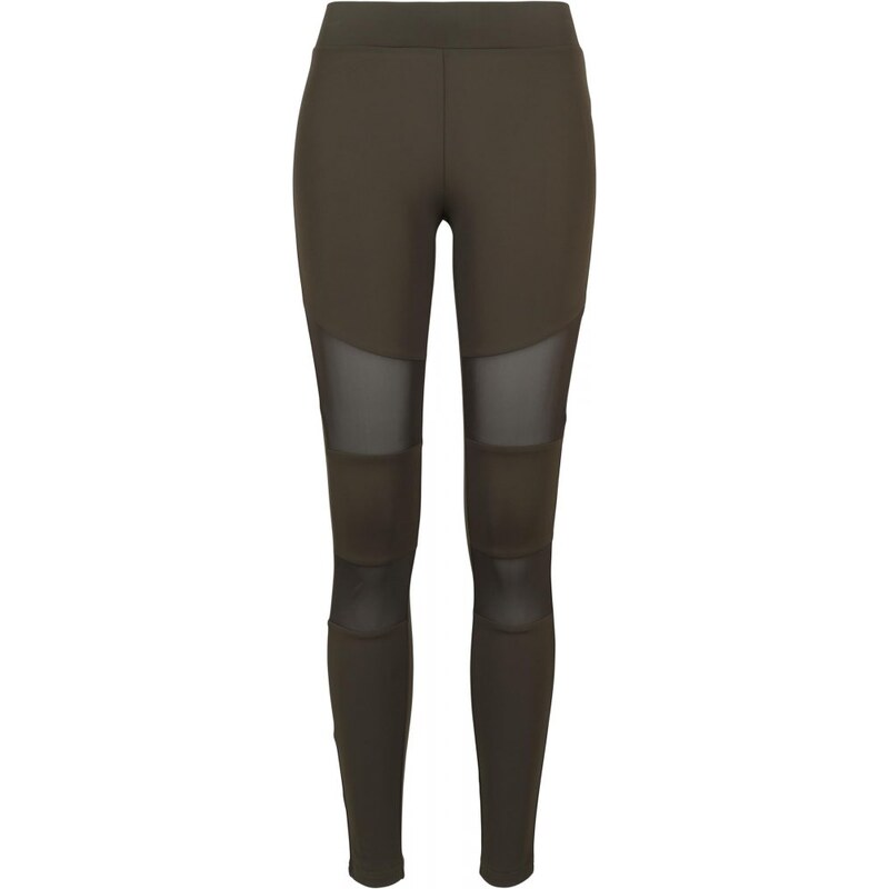 Legíny Urban Classics Ladies Tech Mesh Leggings - dark olive 81516418