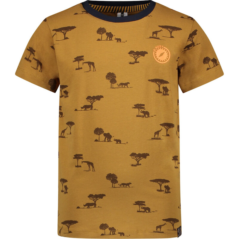 B-nosy Chlapecké tričko hnědé se safari zvířátky