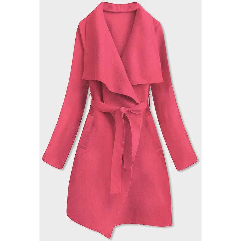 MADE IN ITALY Minimalistický dámský kabát v korálové barvě (747ART)