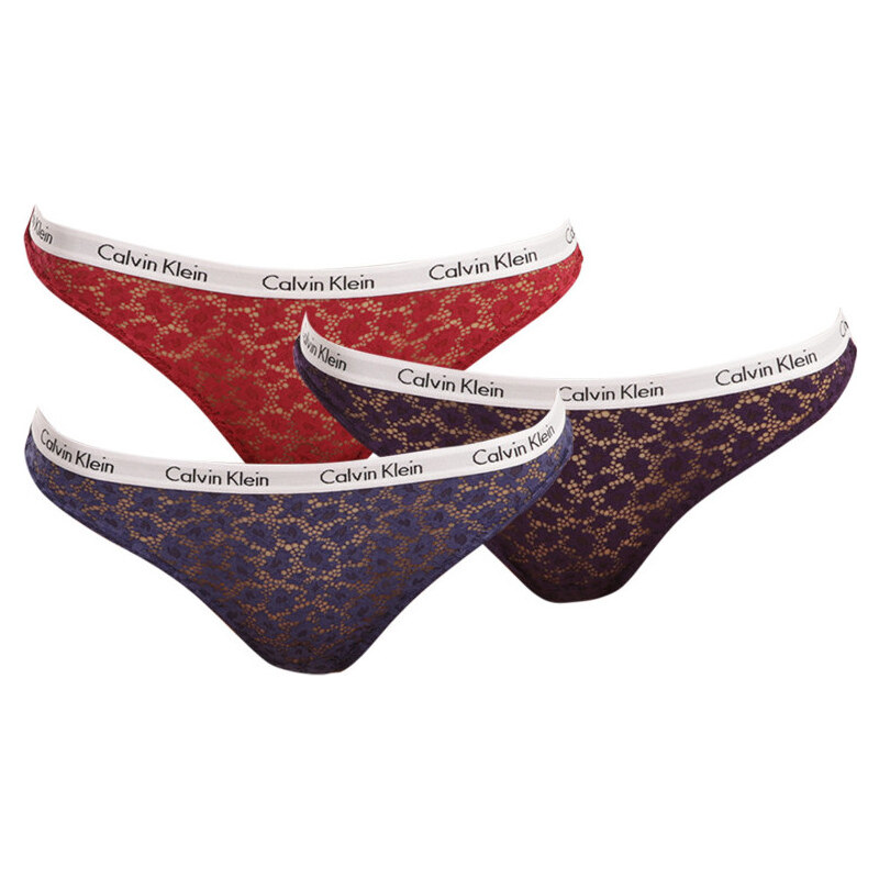 Krajkové brazilky 3-pack - QD3925E - W5G - Mix barev - Calvin Klein 68912097