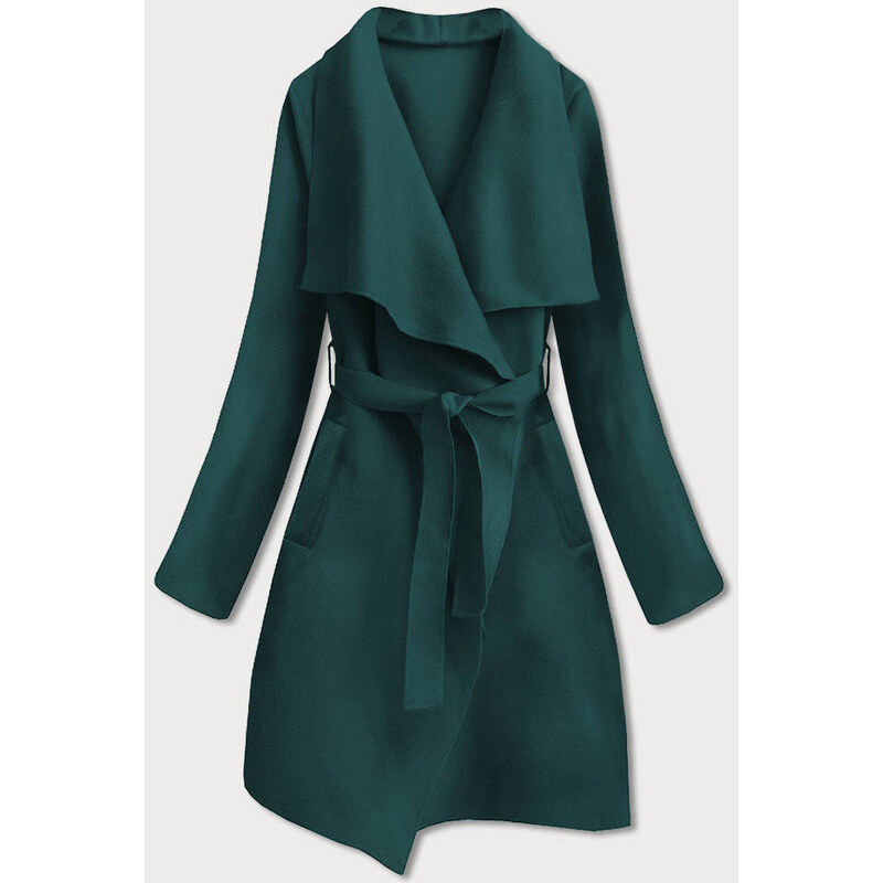MADE IN ITALY Tmavě zelený minimalistický dámský kabát (747ART)