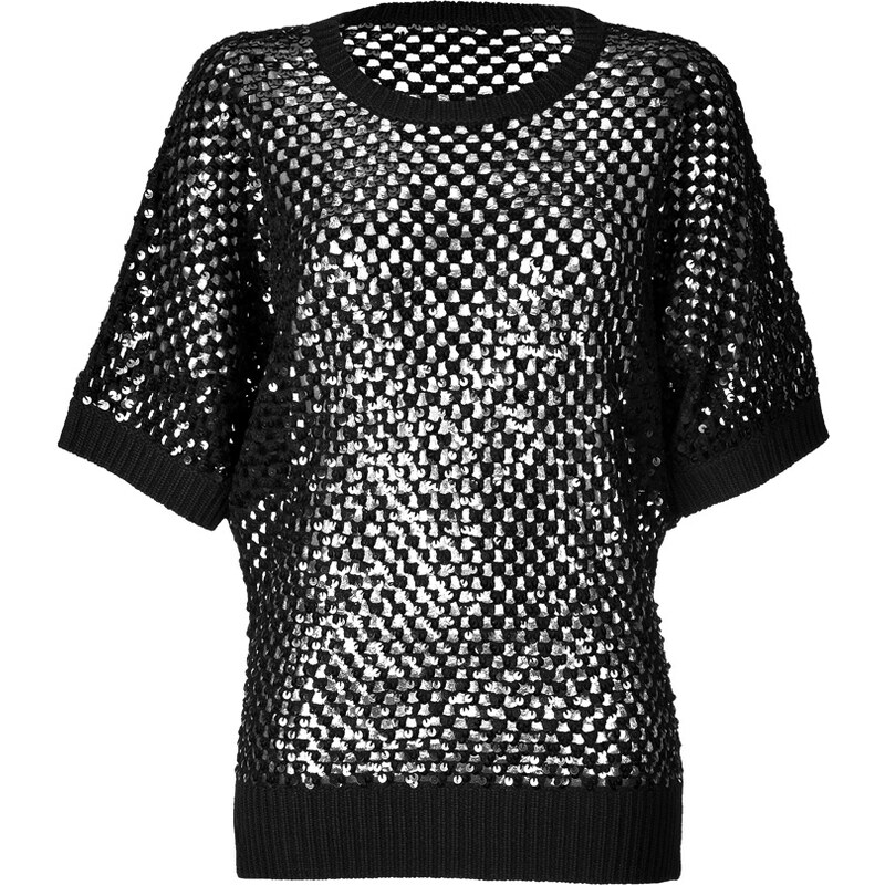 Michael Kors Cashmere Open Knit Top with Sequin Embellishment