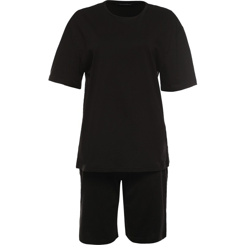 Trendyol Black Knitted Shorts Pajamas Set