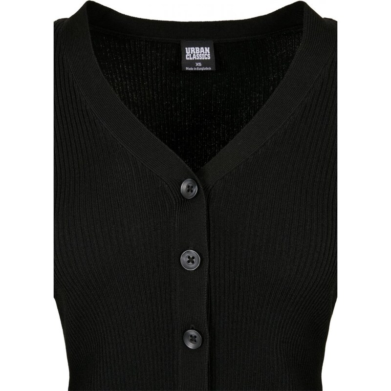 URBAN CLASSICS Ladies Short Rib Knit Cardigan - black