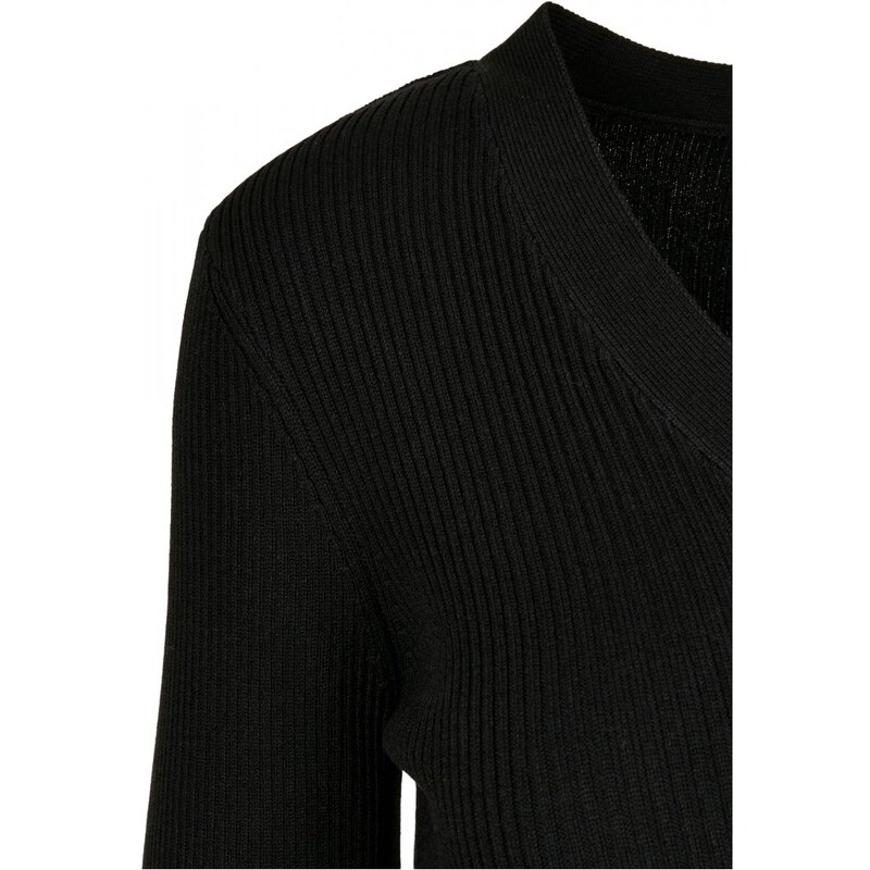 URBAN CLASSICS Ladies Short Rib Knit Cardigan - black