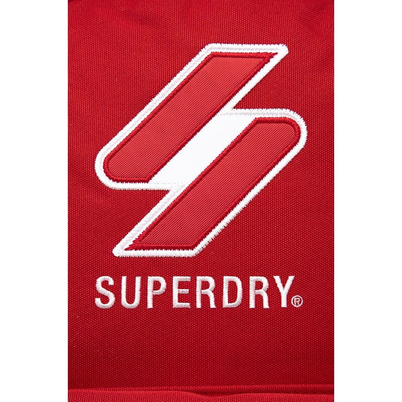 Batoh Superdry dámský, červená barva, velký, s aplikací