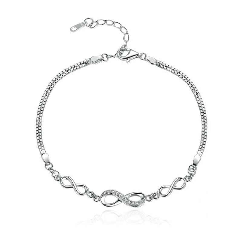 GRACE Silver Jewellery Stříbrný náramek Triple Infinity, stříbro