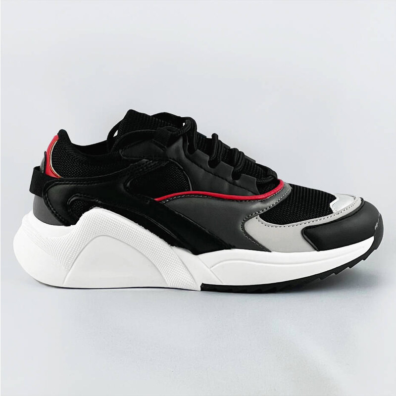 Černé šněrovací sneakersy s barevnými vsadkami (6346) 68966335