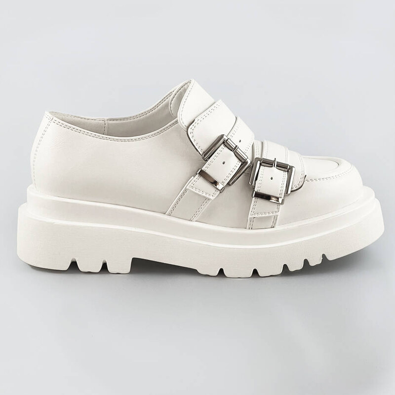 GOGO SHOES Mokasíny v barvě ecru s vyšší podrážkou (S860) 68966379