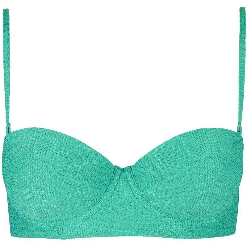 Topshop Textured Longline Bikini Top