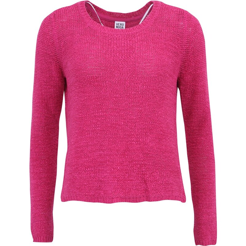 Malinově růžový svetr s vykrojenými zády Vero Moda Risa