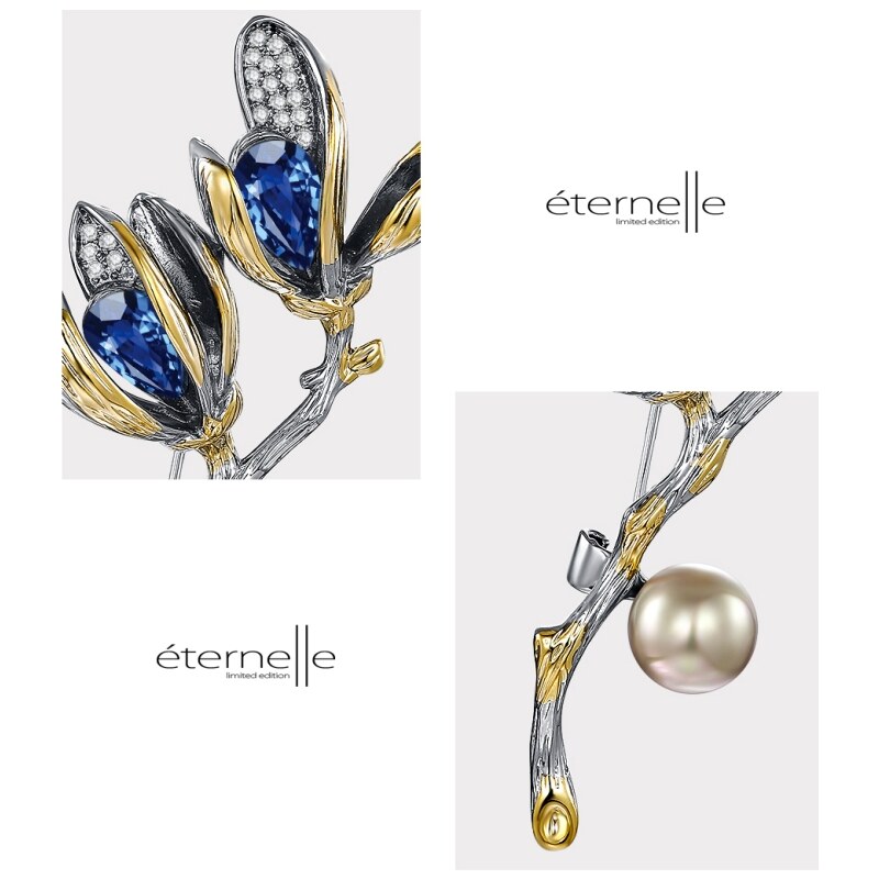 Éternelle Brož Swarovski Elements Amalia - tulipán, perla, zirkon