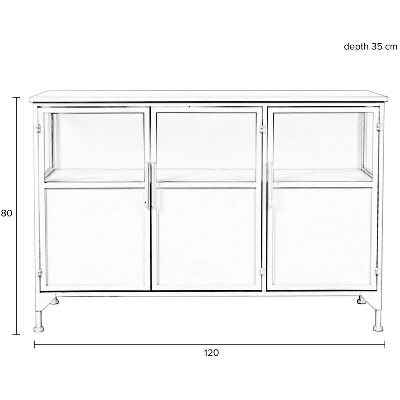 White Label Bílá kovová vitrína WLL Miya 80 x 120 cm