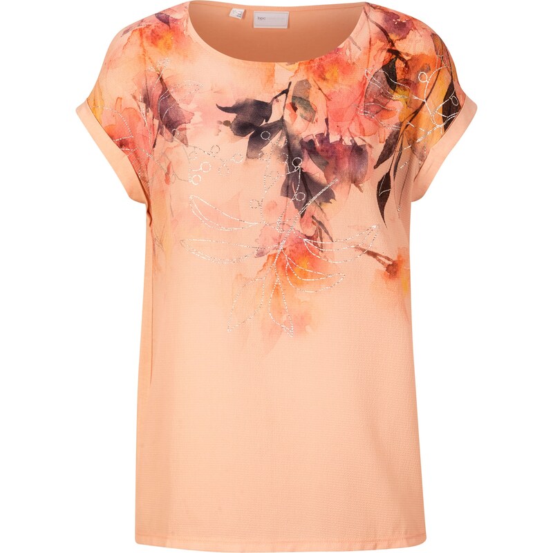 bonprix Halenkové triko s květy Oranžová