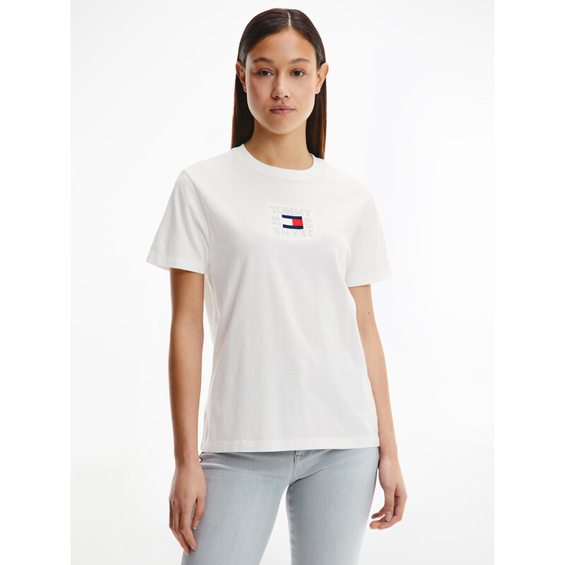 Tommy Jeans dámské bílé triko TIMELESS BOX