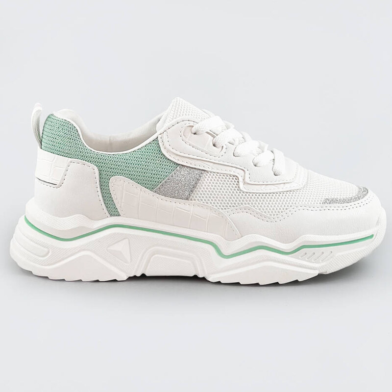 Bílo-mátové dámské sneakersy s brokátovými vsadkami (LU-2) 69020547