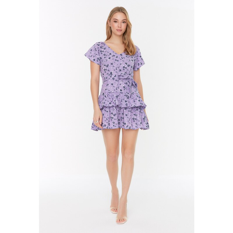 Trendyol Lilac Petite Volánkové šaty