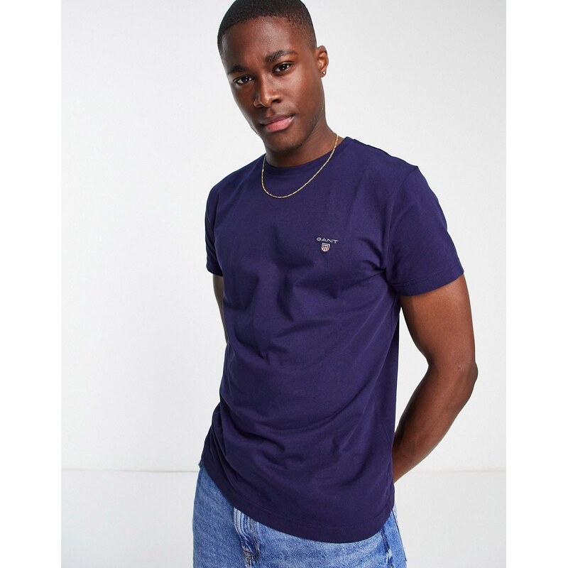 GANT original logo t-shirt in evening blue navy