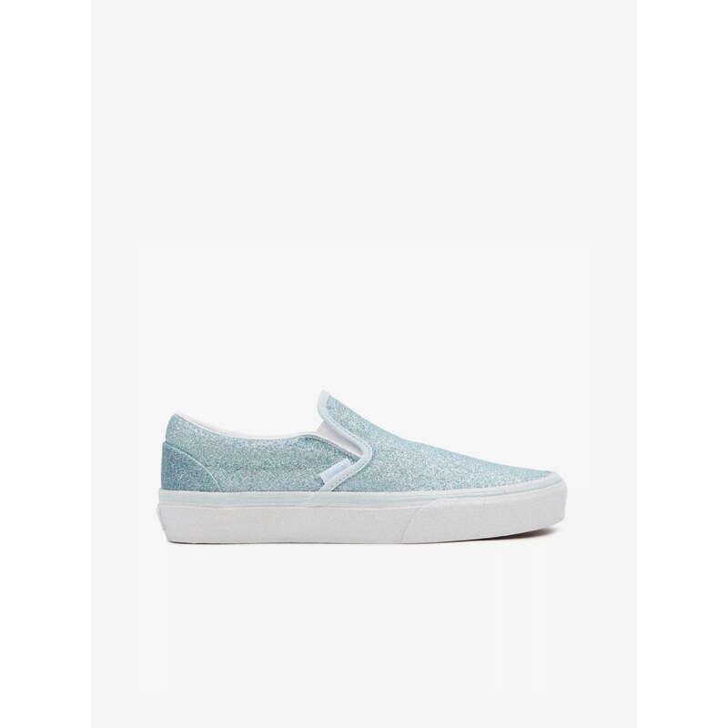 Světle modré dámské třpytivé slip on tenisky VANS Classic Slip On - Dámské