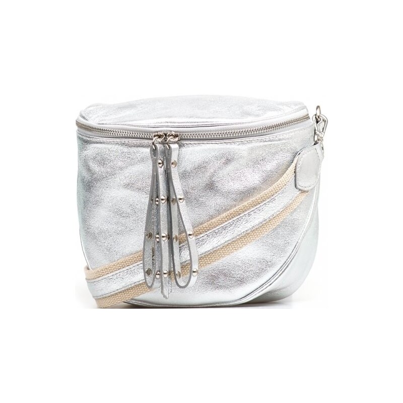 Blaire Kožená crossbody ledvinka Merle stříbrná 104594633
