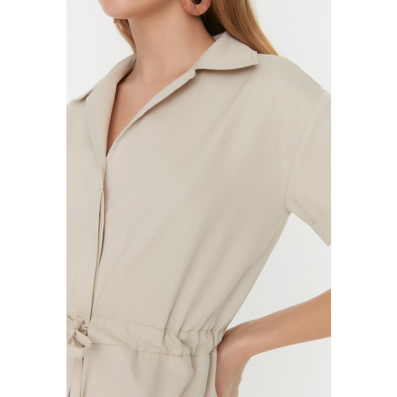 Trendyol Gabardine Super Mini Woven Jumpsuit with Stone Lacing Detail