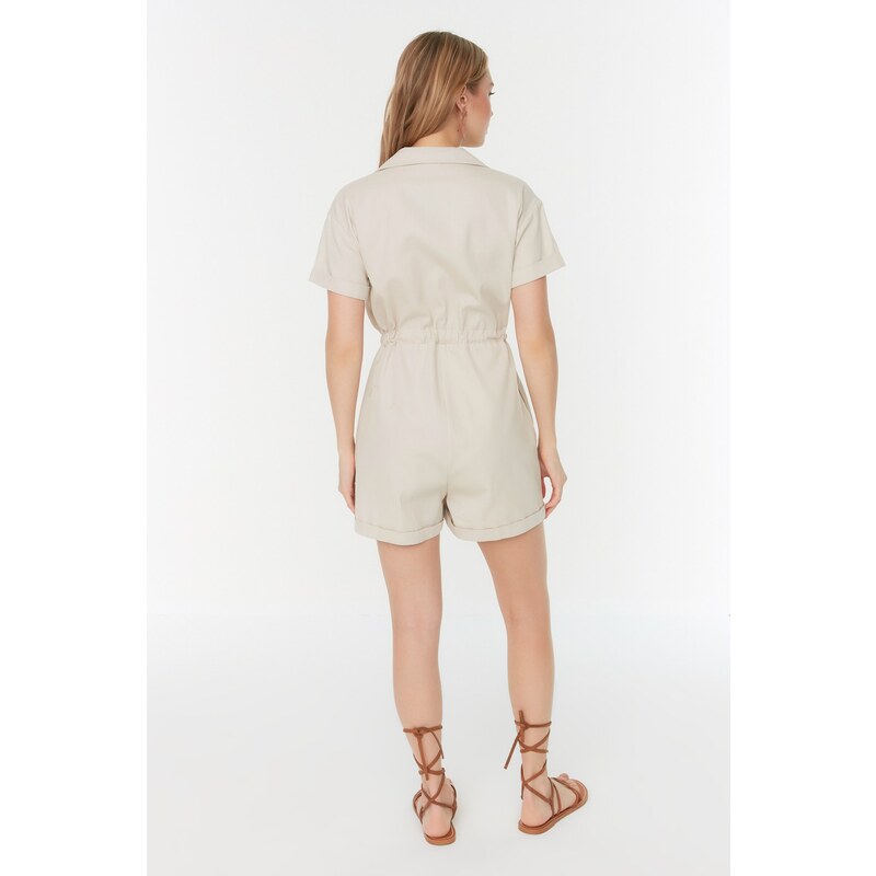 Trendyol Gabardine Super Mini Woven Jumpsuit with Stone Lacing Detail