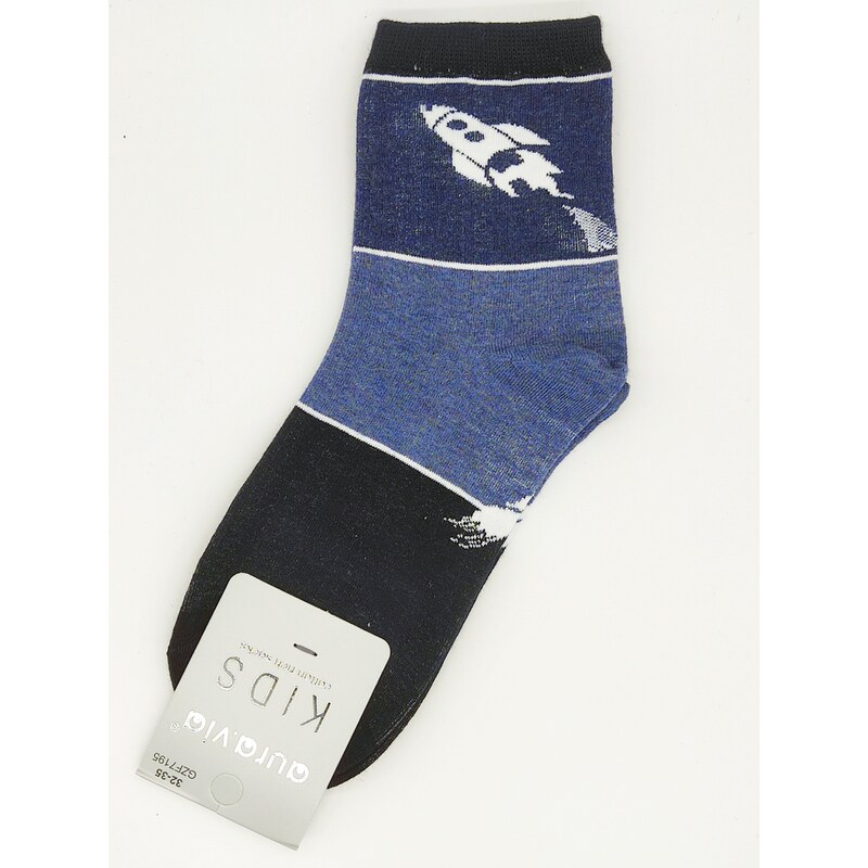 Dětské obrázkové ponožky Aura.Via Vesmír (85% bavlna) tmavě modrá
