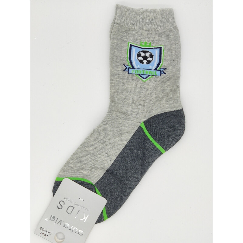 Dětské obrázkové ponožky Aura.Via Sport (85% bavlna) šedá-zelená