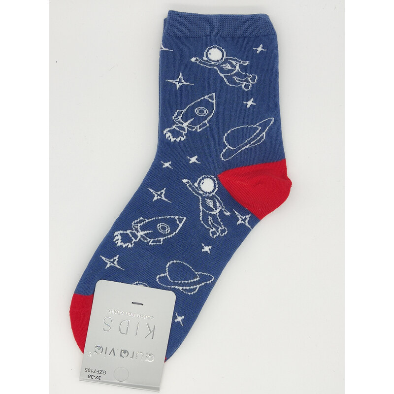 Dětské obrázkové ponožky Aura.Via Vesmír (85% bavlna) modrá