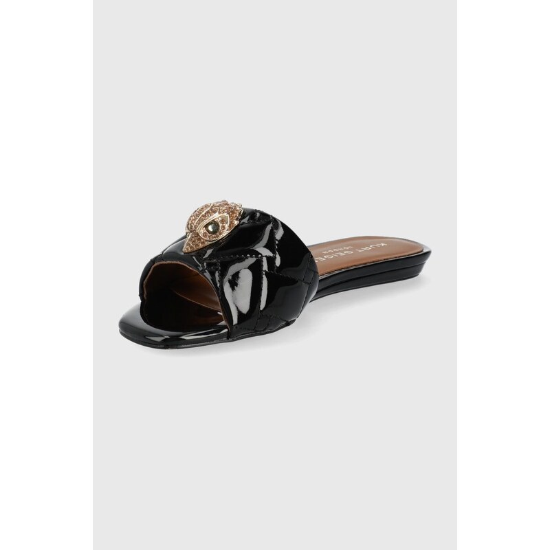 Kožené pantofle Kurt Geiger London Kensington Flat dámské, černá barva, 8496100309