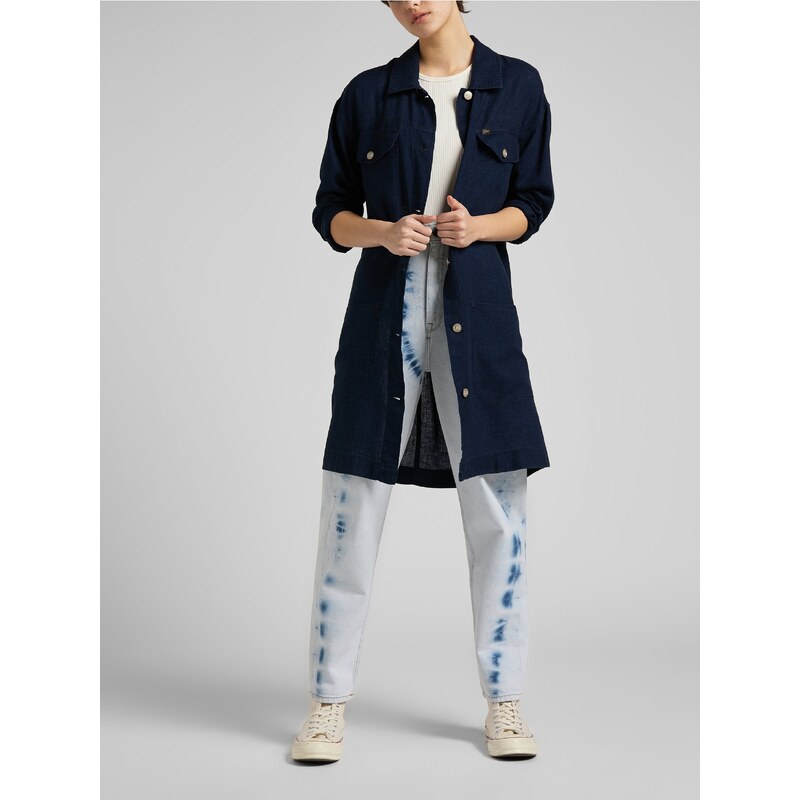 Tmavě modrý dámský džínový košilový lehký kabát Lee - Dámské