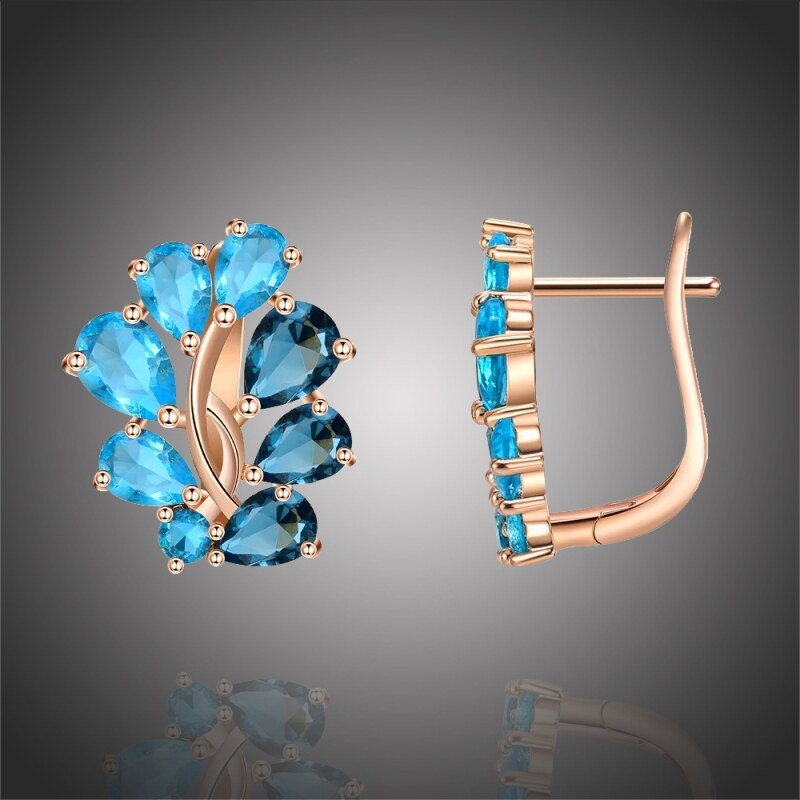 Éternelle Náušnice Swarovski Elements Leah Blue - květina 69090902