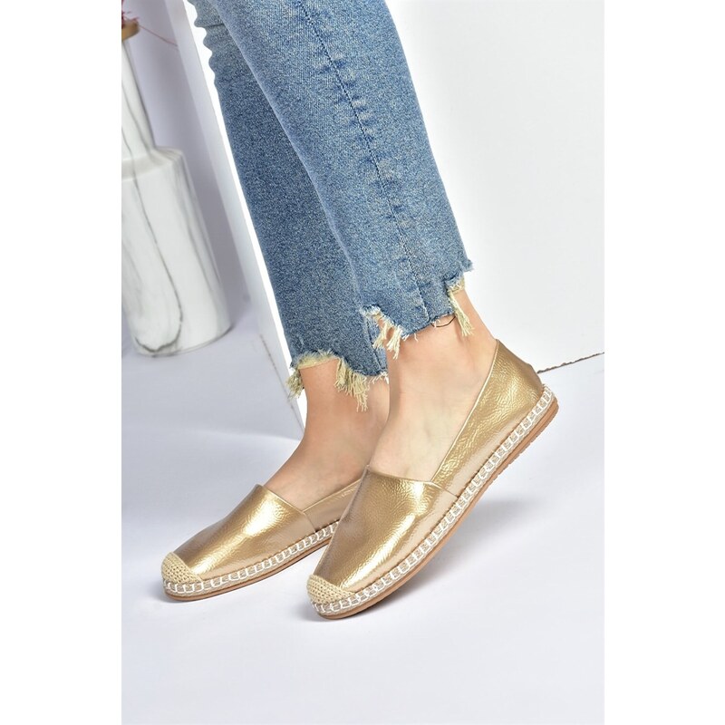 Fox Shoes Patent Leather Gold Casual Women's Shoes