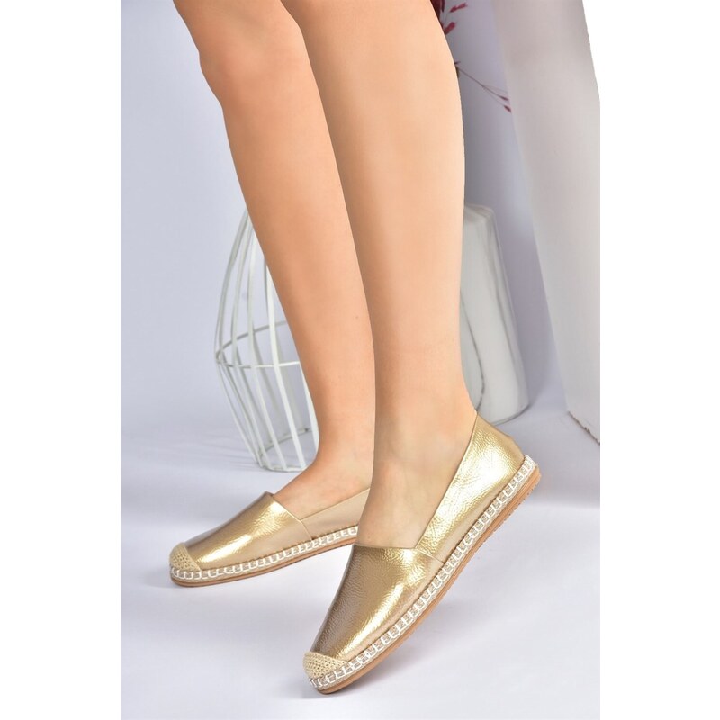 Fox Shoes Patent Leather Gold Casual Women's Shoes