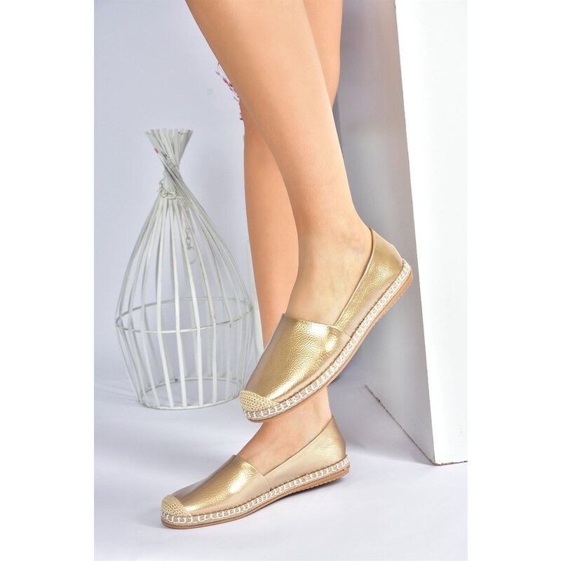 Fox Shoes Patent Leather Gold Casual Women's Shoes