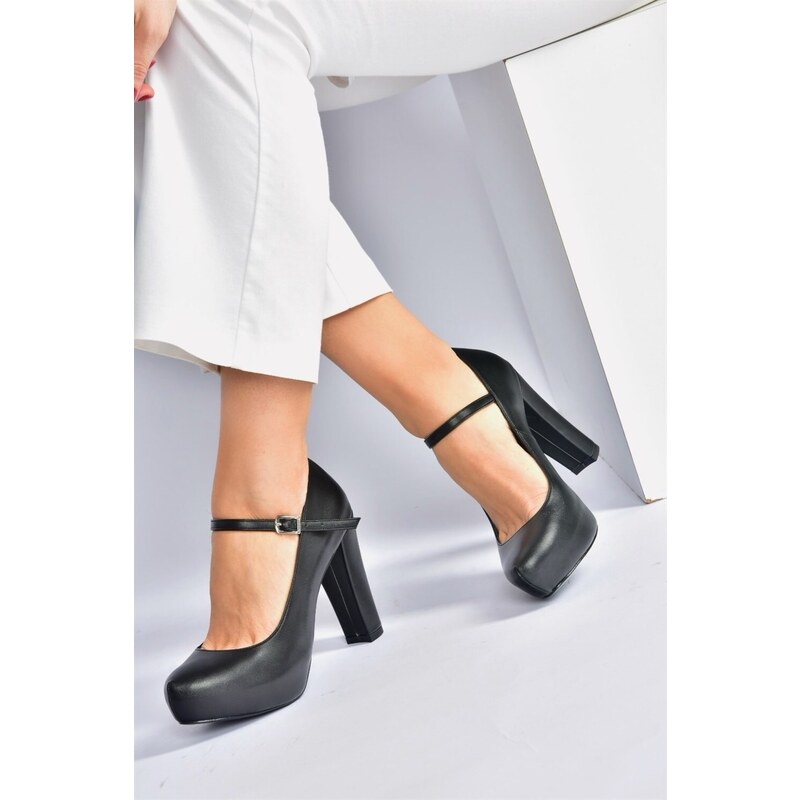 Fox Shoes Women's Evening Dress Shoes with Platform Heels, Black