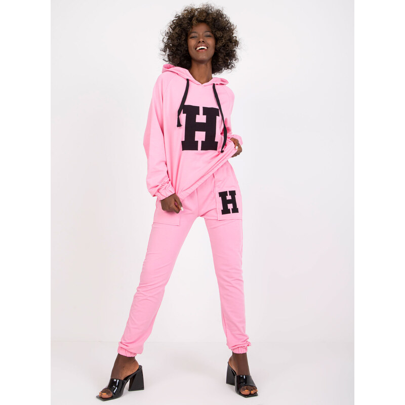 Fashionhunters Světle růžová bavlněná mikina s kapsami od Nately