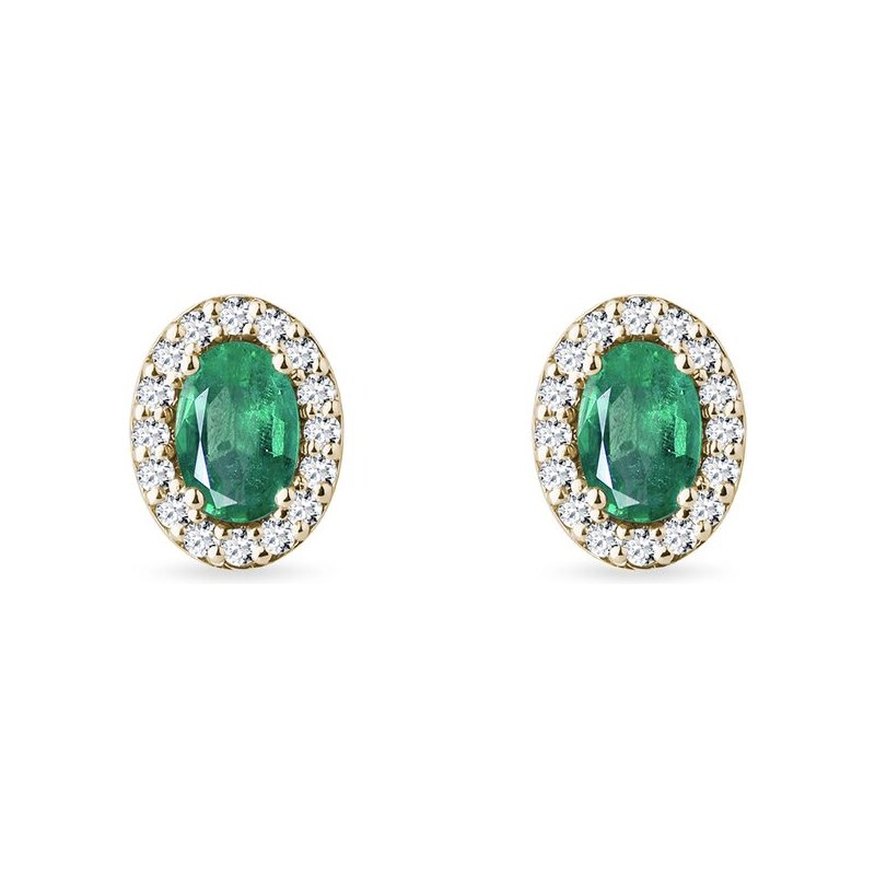 Zlaté náušnice se smaragdy a diamanty KLENOTA K0185113